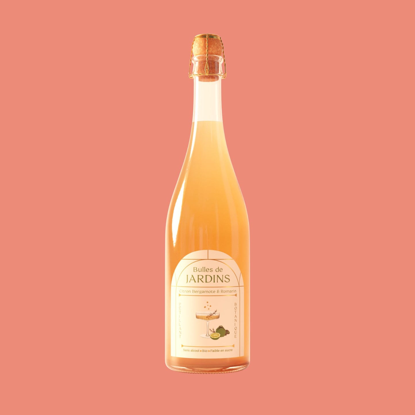 Gurmaniškas nealkoholinis putojantis aperityvas Jardins Bergamot & Rosemary